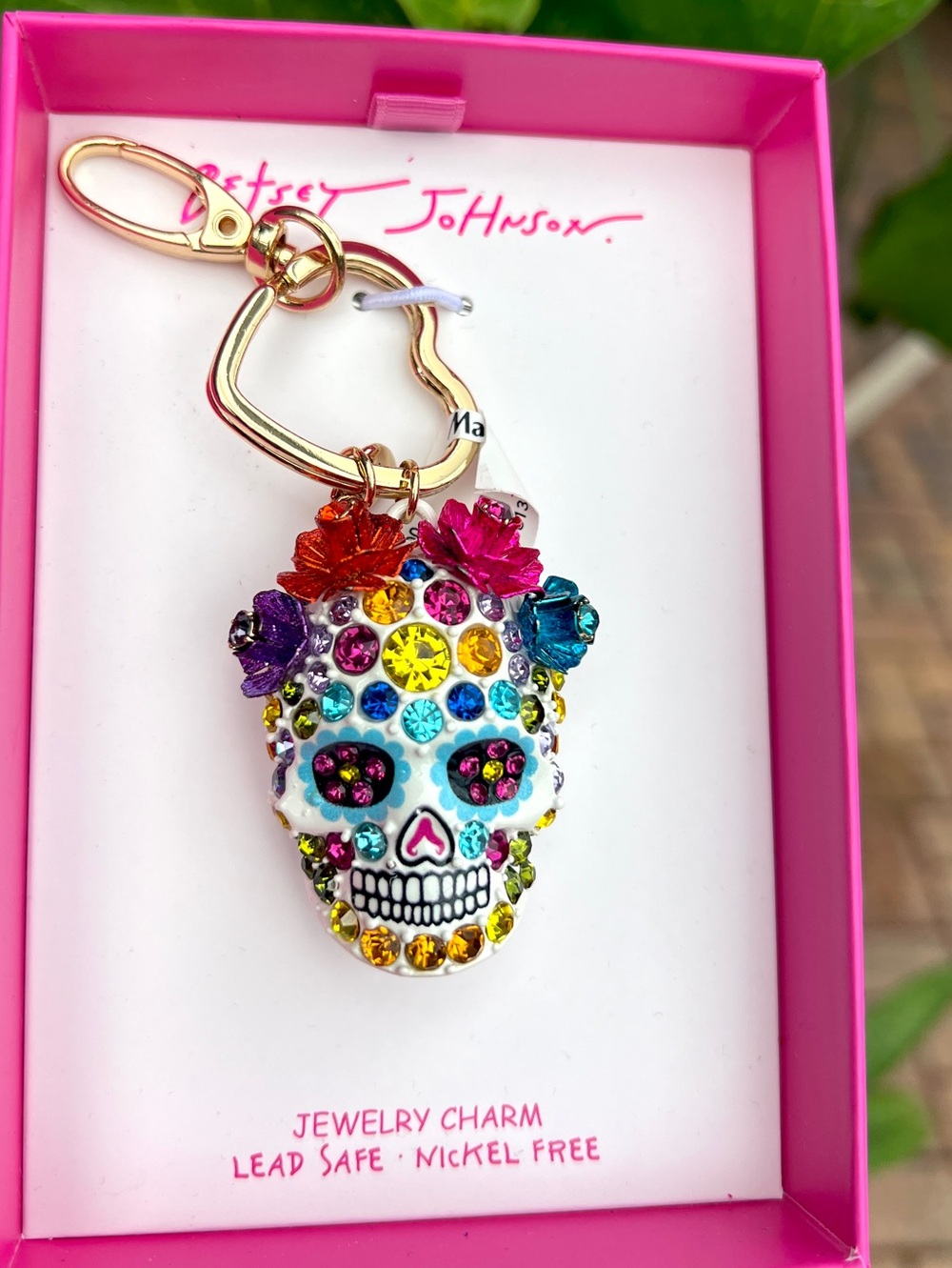 Betsey Johnson Day of the Dead Calavera key bag charm